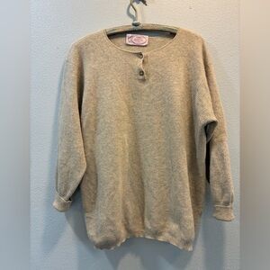 Fideli Grey Flannel Wool Cashmere Henley Sweater Men’s Medium Knit Pullover